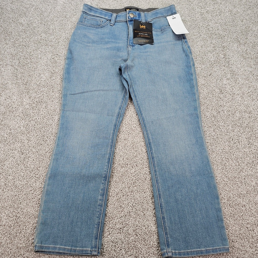Lee Ultra Lux‎ Slim Fit Cigarette Crop Jeans Light Wash Mid Rise Womens 8M NEW